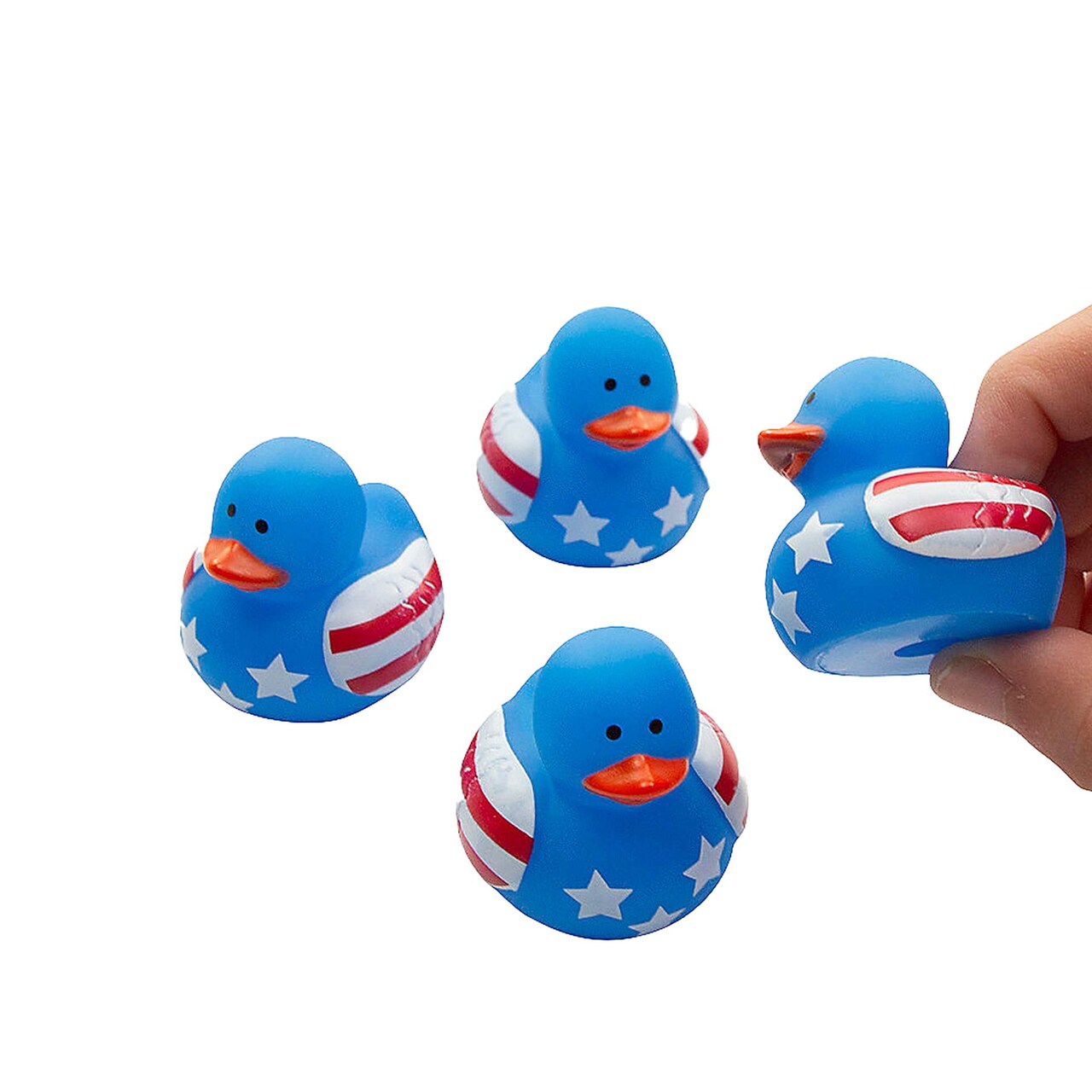 1 1/2" Mini Patriotic US Flag Stars & Stripes Rubber Ducks 24 Pieces